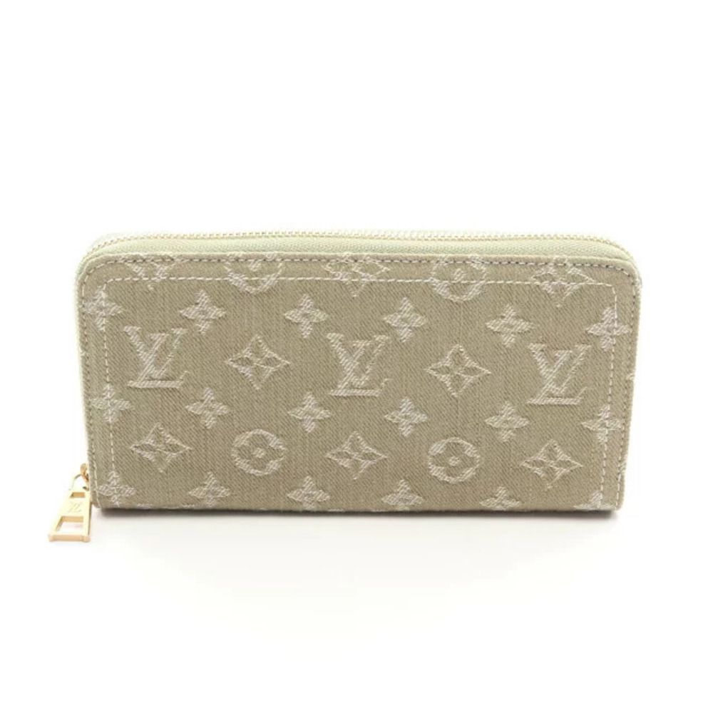 Louis Vuitton Zippy Wallet Monogram Denim Round Long Beige Cream